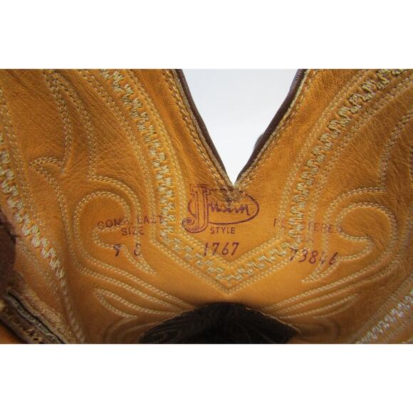 Justin Mens Size 9 E Brown Leather Cowboy Western Boots main image 6
